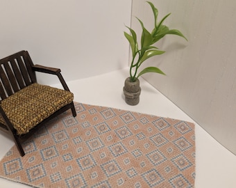 Soft Diamond Throw Rug - Miniature 1:12 Scale Dollhouse Boho Rug