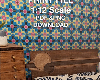 Digital Print File - Vintage Pink & Turquoise Pattern Vinyl Flooring or Wallpaper (Miniature)