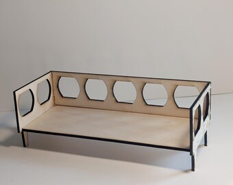 Mid-Century Modern Cutout Couch DIY KIT - Miniature 1:12 Scale; Room Box; Dollhouse furniture