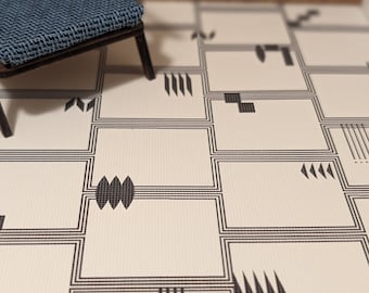 Cream and Black Pattern Tile - Dollhouse & Diorama Accessory Flooring, Counter Top, Tile, Wallpaper