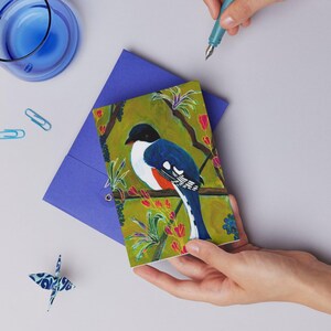 Set van 10 milieuvriendelijke wenskaarten met enveloppen vogels en bloemen |  5 x 7 inch |  Gratis verzending |  Blanco binnenkant