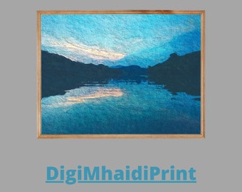 Art Peinture | Horizon et Lac : Image d'une peinture à l'huile | impression numérique