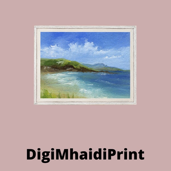 Art de paysage imprimable | Sérénité de la mer | peinture de paysage vintage | Téléchargement numérique