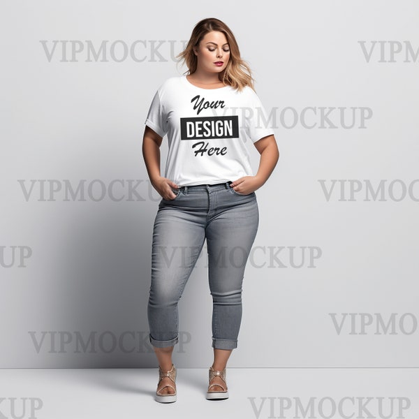 3001 Model Mockup | Bella Canvas 3001 White Mockup | Woman Tshirt Mock up | Womans Mockup | Womans Clothing Mockup | VIPMockup