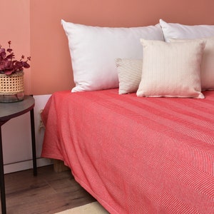 Coperta in cotone 67"x83", coperta intrecciata, coperta turca, coperta a zig zag, bomboniere natalizie, copriletto, coperta da divano, coperta organica, immagine 7