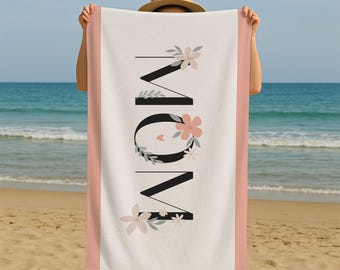 Mom Beach Towel Gift, Personalized Beach Towel For Mom, Custom Name Towel, Mothers Day Gift, Gift From Daughter, Summer Pool Towel