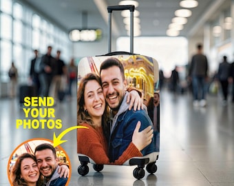 Luggage Cover With Your Image, Custom Photo Honeymoon Gifts, Suitcase Cover, Covers Luggage Wrap, Gift For Valentine, Travel Gift Idea,