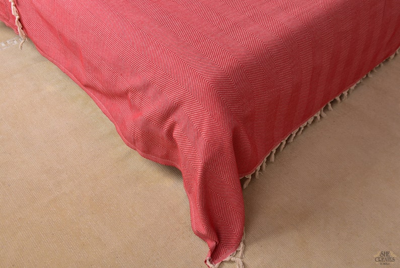 Coperta in cotone 67"x83", coperta intrecciata, coperta turca, coperta a zig zag, bomboniere natalizie, copriletto, coperta da divano, coperta organica, immagine 4