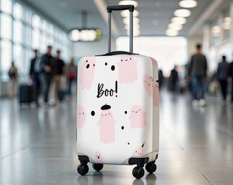Personalized Boo Luggage Cover, Cute Ghost Suitcase Cover, Halloween Travel Cover, Custom Carry On Protector, Spooky Travel Gift
