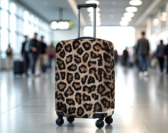 Leopard Kofferabdeckung, personalisierte Gepäckabdeckung, Reisezubehörgeschenk, individuelles Reisegeschenk, Schutzgepäckabdeckung,