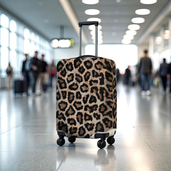 Leopard Suitcase Cover, Personalized Luggage Cover, Travel Accessory Gift, Custom Travel Gift, Protective Luggage Cover,