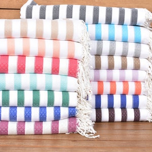36&quot;x70&quot; Striped Cotton Towel, Turkish Towel Beach, Bridesmaid Gift Towel, Custom Gift, Personalized Gifts, Gift for Coworker,