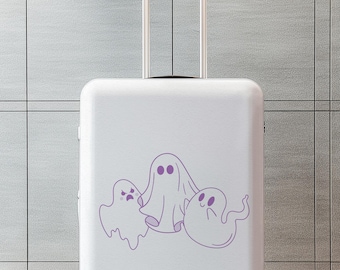 Cute Ghost Luggage Cover, Halloween Suitcase Cover, Minimal Ghost Travel Cover, Personalized Custom Carry On Protector