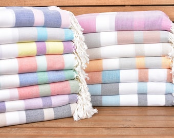 40"x70" Striped Cotton Towel, Wedding Gift, Housewarming Gift, Bachelorette Party Decorations, Customized Towels, Bachelor Party Favors,