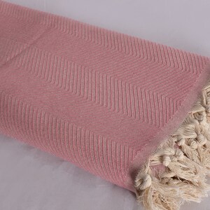Coperta in cotone 67"x83", coperta intrecciata, coperta turca, coperta a zig zag, bomboniere natalizie, copriletto, coperta da divano, coperta organica, immagine 8