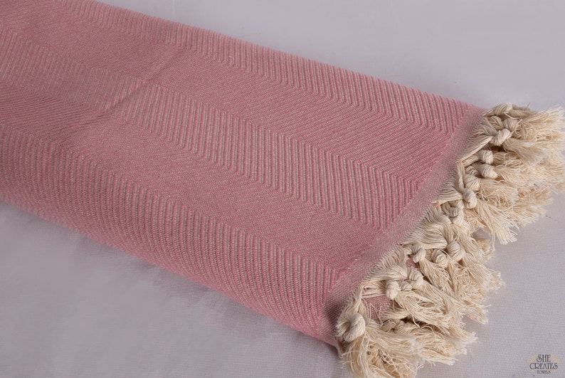 Coperta in cotone 67"x83", coperta intrecciata, coperta turca, coperta a zig zag, bomboniere natalizie, copriletto, coperta da divano, coperta organica, immagine 8