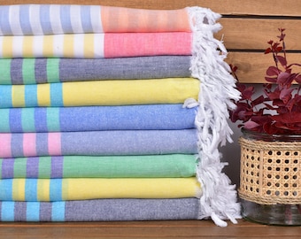 36"x70" Cotton Striped Towel, Personalized Wedding Gift, Personalized Towel, Bachelorette Party Gift, Xmas Gifts, Handmade Gift,