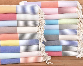 Bachelorette Party, Personalized Towel, Turkish Towel Beach, 40"x67" Cotton Striped Towel, Bridal Party Gifts, Anniversary Gift for Her,