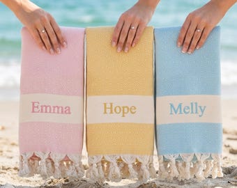 Personalized Turkish Cotton Towel, Embroidered Gift