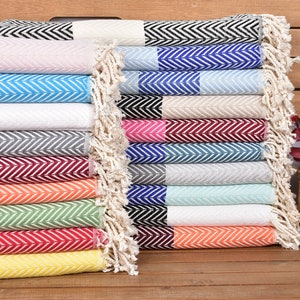 Personalized Towel, Turkish Towel Beach, Bridesmaid Gift Towel, Grandma Gift, Wedding for Favor, 40&quot;x70&quot; Cotton Chevron Towel,