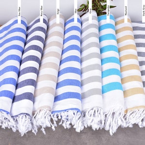 Lembrancinhas para chá de panela, presentes para despedida de solteira, damas de honra, toalha de praia personalizada, toalha listrada de algodão de 36" x 67", caixas de presente,