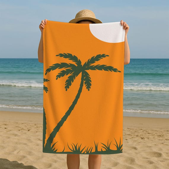 Personalized Tropical Palm Tree Beach Towel – Colorful Custom Name