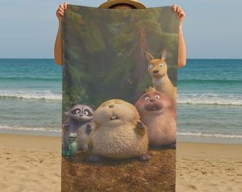 Hoppers Characters Towel, Kids Printed Towel, Hopper Towel, Beach Towel, Gift For Kids, Custom Name Gift, Personalized Gift