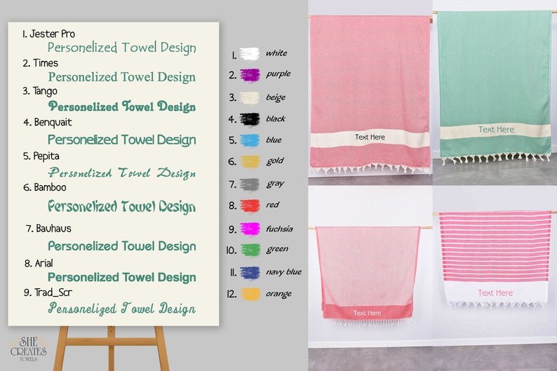 40"x70" Cotton Striped Towel, Personalized Gifts, Xmas Gifts, Custom Wedding Gifts, Housewarming Gift, Cute Beach Towel, Grandma Gift, image 10