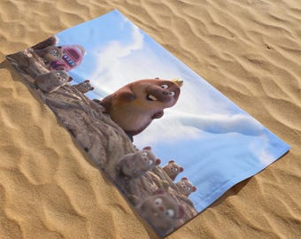 Hoppers Printed Towel, George Beach Towel, Birthday Gift Idea, Custom Beach Towel, Personalized Gift, Gift For Kids, Hoppers Lover Gift,