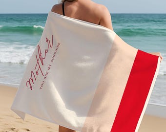 Personalized Beach Towel For Mom, Custom Name Towel, Mother's Day Gift, Minimal Typography Summer Towel, Gift From Daughter, Cute Mom Gift,