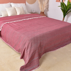 Personalized Gifts, Bridal Gifts, Woven Throw Blanket, 79&quot;x99&quot; Cotton Blanket, Striped Blanket, Bedspread, Couch Cover,