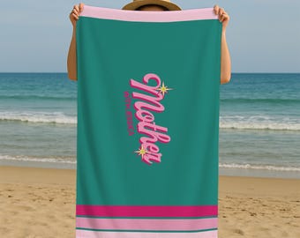 Personalized Retro Beach Towel For Mom, Custom Name Y2K Towel, Mothers Day Gift, Girls Trip Gift, Trendy Aesthetic Gift For Her