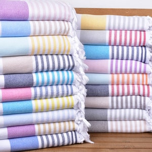 Wedding Gift Ideas, Gift For Him, Turkish Towel Beach, 36&quot;x67&quot; Cotton Striped Terry Towel, Gift For Her, Best Friend Wedding Gift,