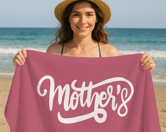 Custom Name Beach Towel For Mom, Script Font Towel, Minimal Name Towel, Mothers Day Gift, Personalized Summer Pool Towel