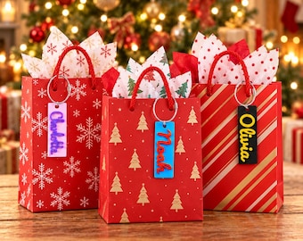 Custom 3D Printed Christmas NameTag,Personalized Christmas Gift Bag Name Tag,Christmas Favor Bag Tag,Holiday Gift Bag Tag,Christmas Gift Tag