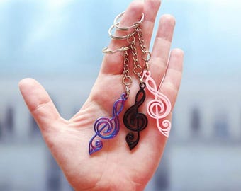 Treble Clef Keychain – Music Note Charm, Gift for Musicians, 3D Printed Key Ring for Music Lovers.