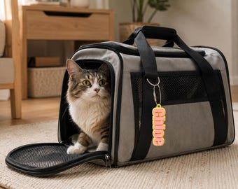 Etiqueta personalizada para bolsa de viaje de gato, etiqueta personalizada impresa en 3D para transportín de gato, etiqueta para bolsa de gato, etiqueta para accesorios de gato