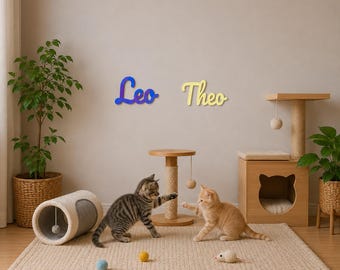 Personalized Cat Name Sign, 3D Printed Cat Name Wall Decor, Custom Cat Corner Sign, Cat Play Area Decor, Cat Room Name Plaque, Pet Name Sign