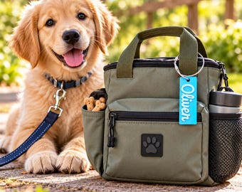 Personalized Dog Bag Name Tag, Custom 3D Printed Dog Walking Bag Name Tag, Dog Treat Bag Tag, Dog Gear Name Tag, Dog Accessories Tag