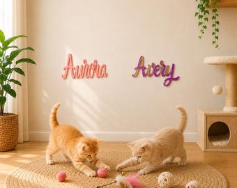 Personalized Cat Name Sign, 3D Printed Cat Wall Decor, Custom Cat Bed Sign,Cat Room Name Plaque, Pet Name Sign for Cats, Cozy Cat Space Sign