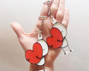 Romantic Love Keychain– Valentine Gift, Heart Character Keychain, Handmade Couple Accessory.