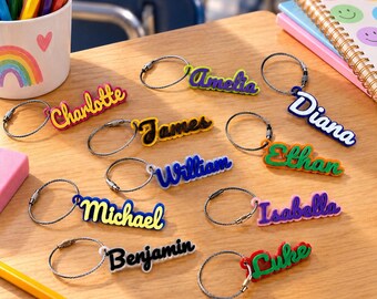 Custom 3D Printed Classroom Name Tag, Personalized School Name Tag, Student Name Tag Keychain, Teacher Gift for Students, Preschool Name Tag