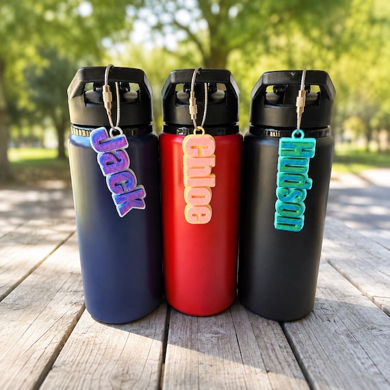 Bottle Name Tag, Personalized Name Keychain, Custom Backpack Tag, School Name Label, Tumbler Charm, Lunchbox Tag, 3D Printed Keychains