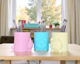 Cute Cat Pen Holder, Kids Desk Organizer, Kawaii Pencil Holder, 3D Printed Desk Accessory, Office Decor, Cute Desk Decor, Gift for Kids