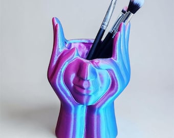 Makeup Brush Holder, Cosmetic Organizer Cup, 3D Printed Makeup Holder, Vanity Organizer, Mascara & Pencil Holder, Beauty Gift, Face Holder.