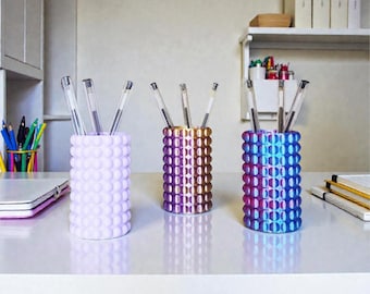 Modern Textured Pen Holder, Bubble Texture Desk Organizer, 3D Printed Pencil Holder, Minimalist Office Decor,Desk Accessory,Home Office Gift