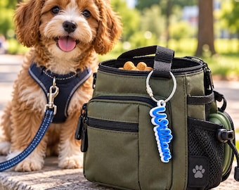 Personalized Dog Bag Name Tag, Custom 3D Printed Dog Walking Bag Name Tag, Dog Treat Bag Tag, Dog Gear Name Tag, Dog Accessories Tag