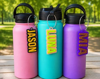 Personalized Water Bottle Name Tag, Custom 3D Printed Bottle Name Tag, Kids Water Bottle Tag, Bottle ID Tag, Reusable Bottle Tag, School Tag