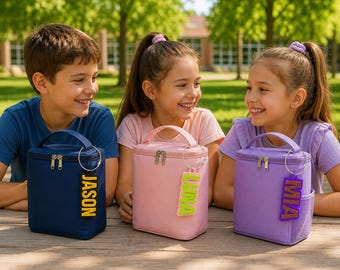Personalized Lunch Box Name Tag, Custom 3D Printed Lunch Box Keychain, Kids Lunch Bag Name Label, School Lunchbox Identifier, Lunchbox Charm