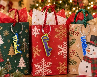 Custom 3D Printed Christmas NameTag,Personalized Christmas Gift Bag Name Tag,Christmas Favor Bag Tag,Holiday Gift Bag Tag,Christmas Gift Tag